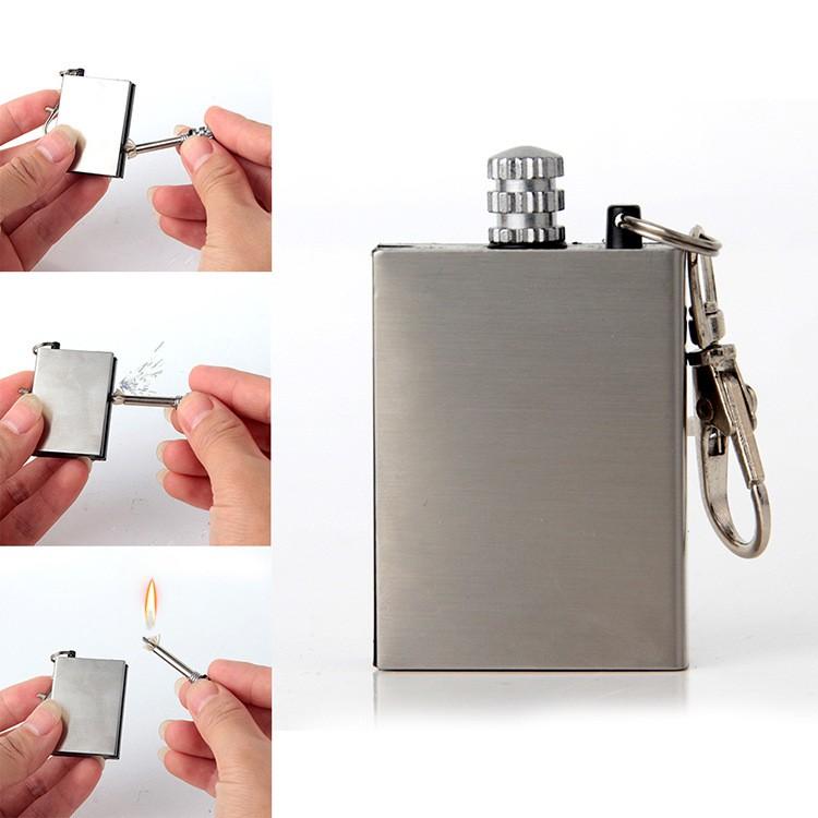 Bật lửa diêm xăng sinh tồn có móc khóa tiện lơi sử dụng xăng zippo