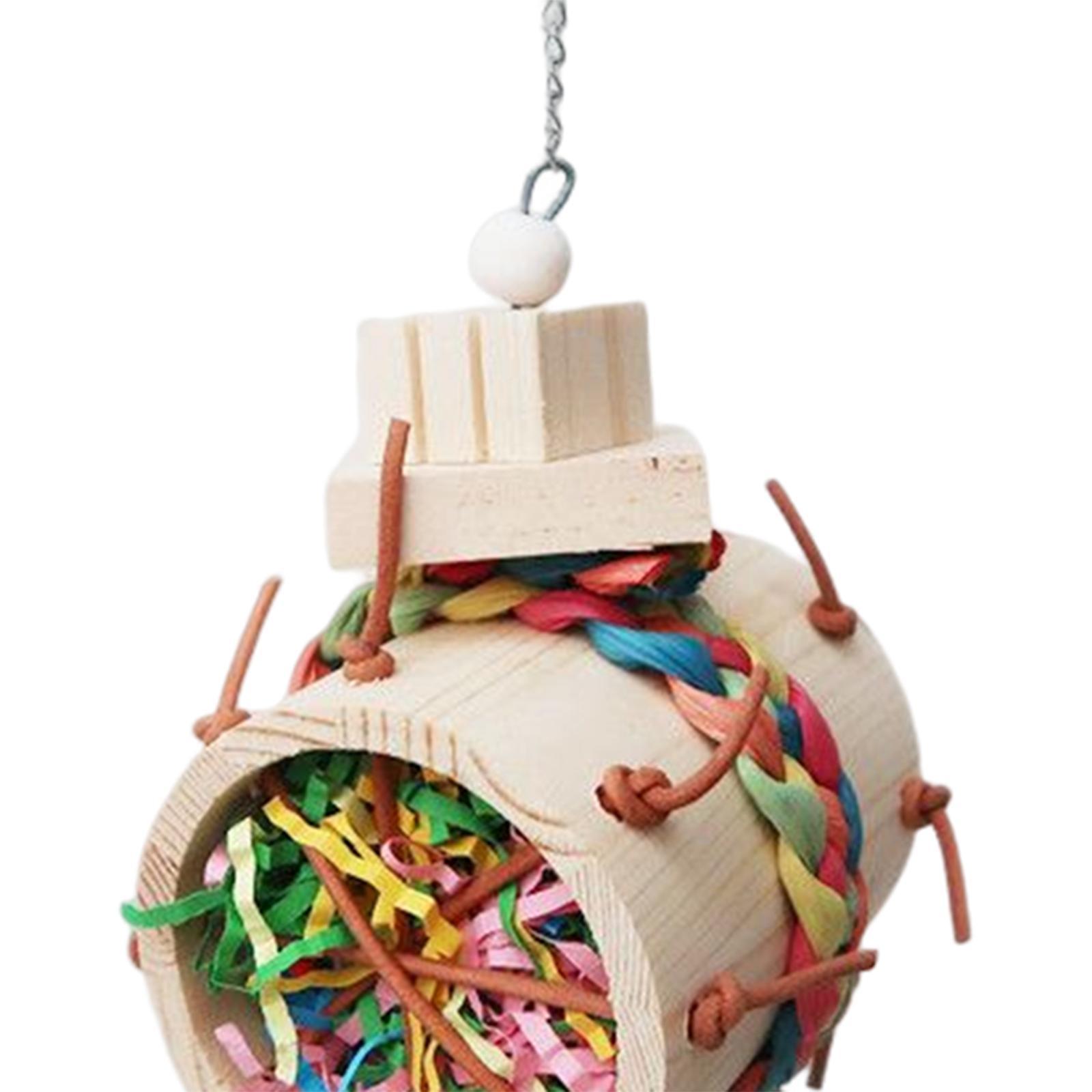 Parrot Chewing Toys Wooden Cage Hanging Accessories for Parakeet
