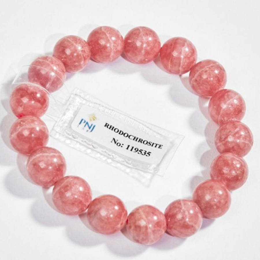 Gembank Lắc Đá Đào Hoa Rhodochrosite 11MM Kèm Giấy Kiểm Định