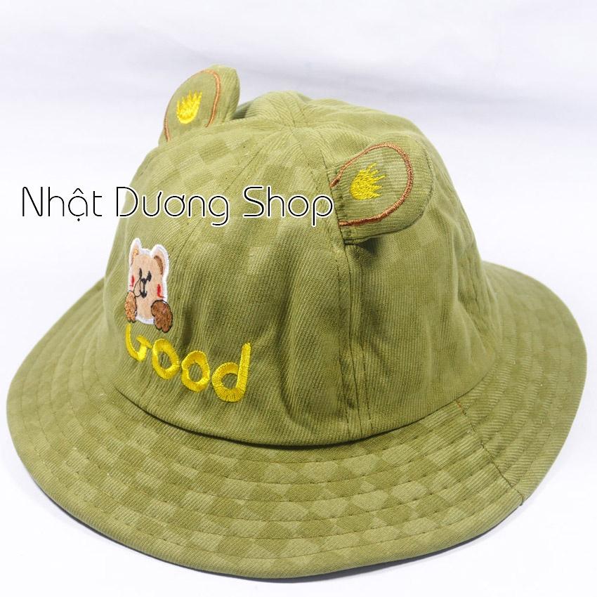 Nón bucket ,nón tai bèo trẻ em hình gấu dễ thương - chât liệu vải nhung mềm mại tạo cảm giác cho bé