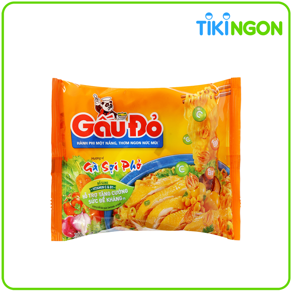 Mì Gấu Đỏ Gà Sợi Phở Hành Phi 63g