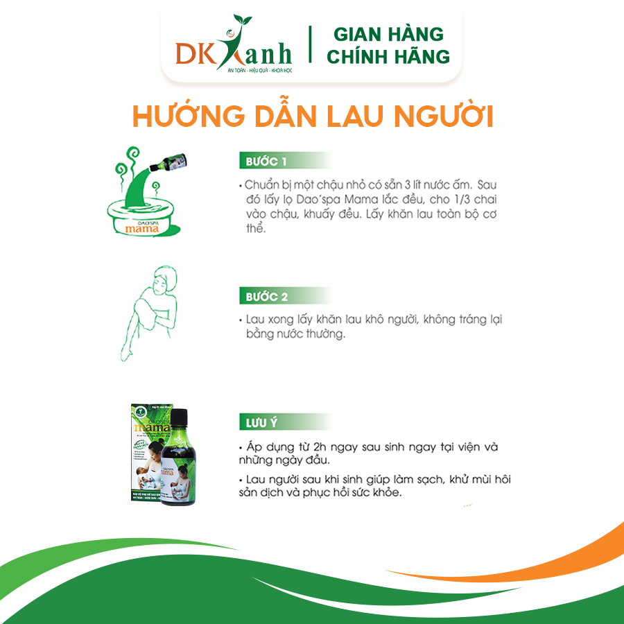 Xông Tắm Sau Sinh Dao'spa Mama, hộp 3 chai (250ml/chai) - Tặng 1 chai tắm bé Dao'spa baby 150ml - DK Pharma