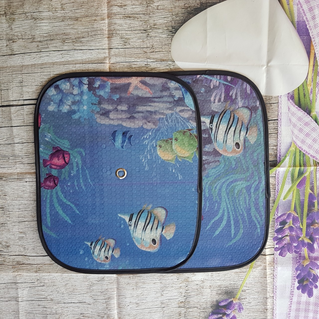 Bộ 4 tấm che chắn nắng cho cửa sổ ô tô (2 tròn + 2 lá)-Họa Tiết Ngẫu Nhiên