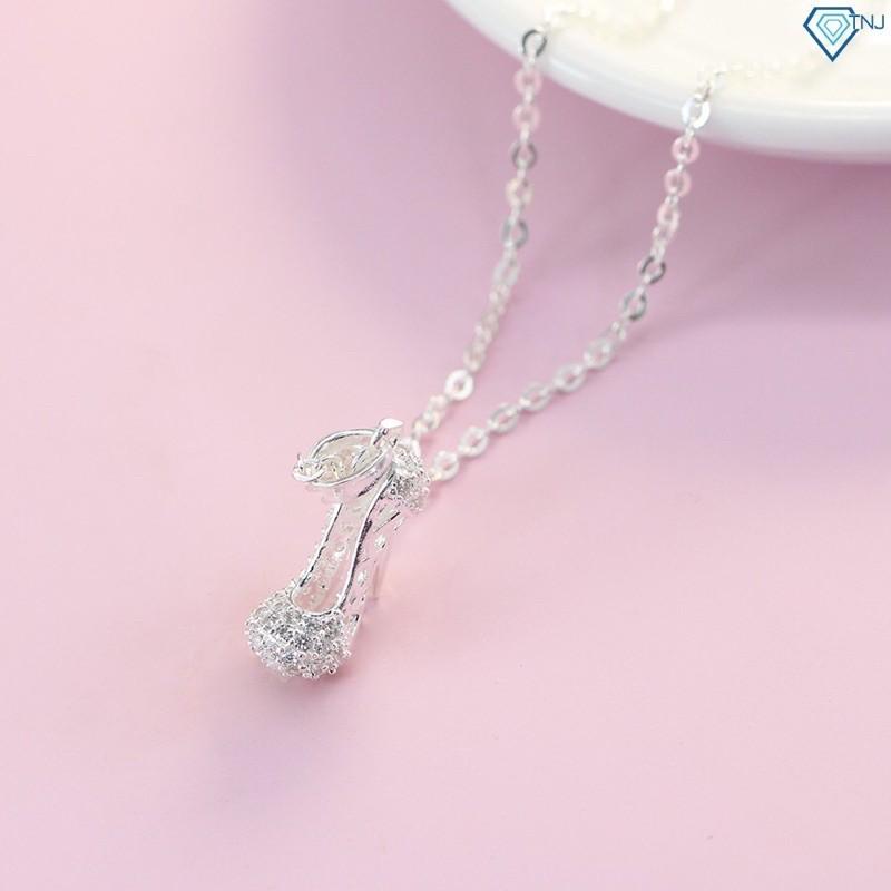 Dây chuyền bạc vòng cổ bạc nữ giá rẻ đính đá tinh tế hình chiếc giày thủy tinh