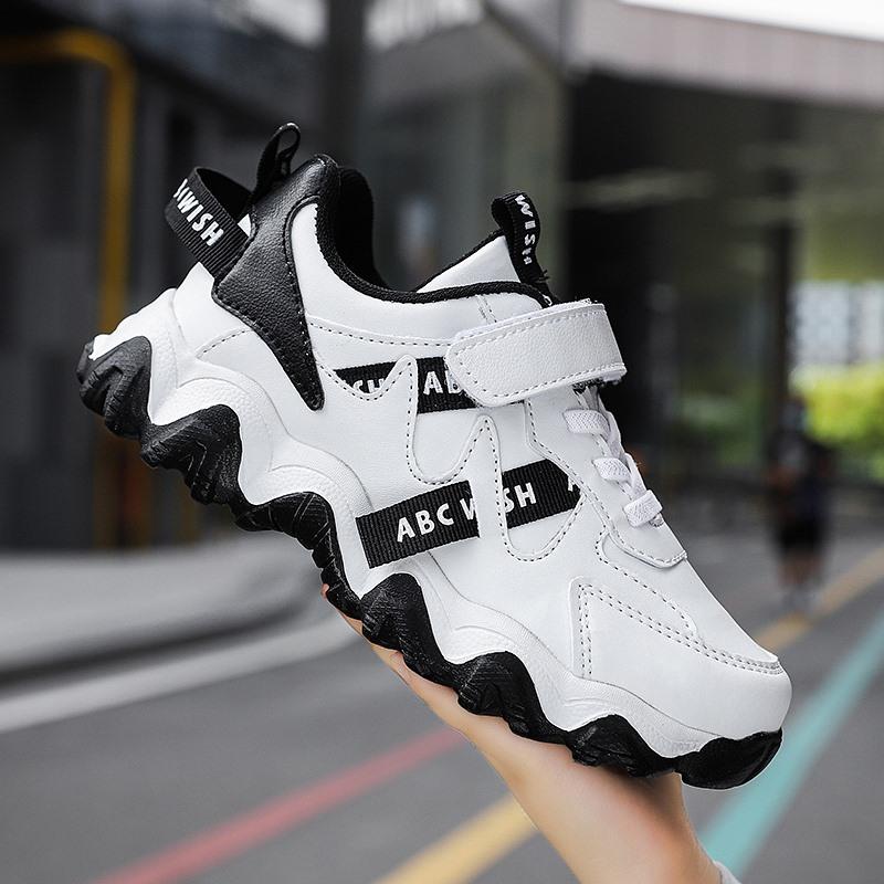 Trẻ em đi bộ sneakers đi bộ giày chạy bộ giày cho bé trai MỚI thời trang mùa xuân da trẻ em thoải mái giày thể thao thoải mái ngoài trời Color: White Shoe Size: 33