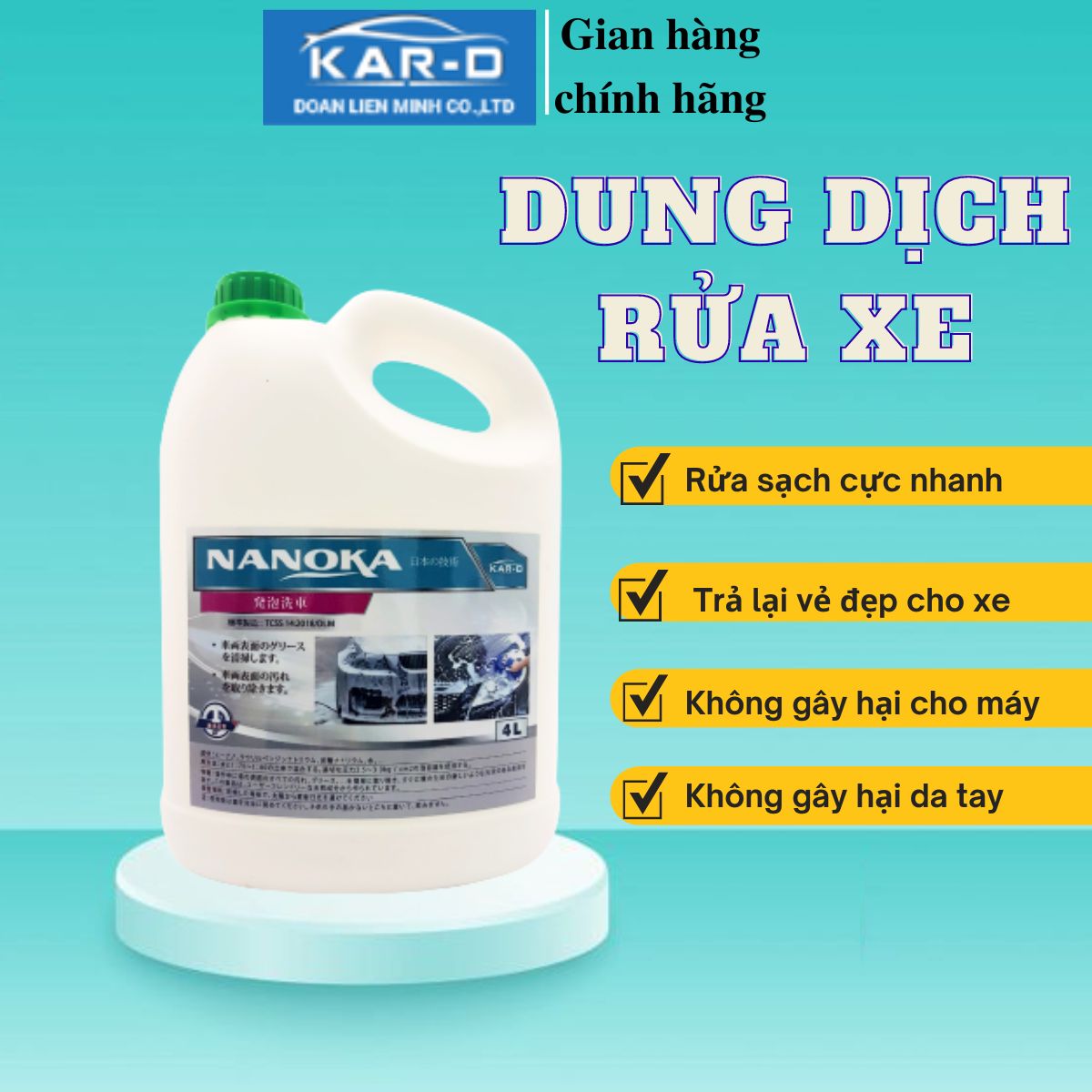 Dung dịch bọt rửa xe Nanoka dung tích 4L