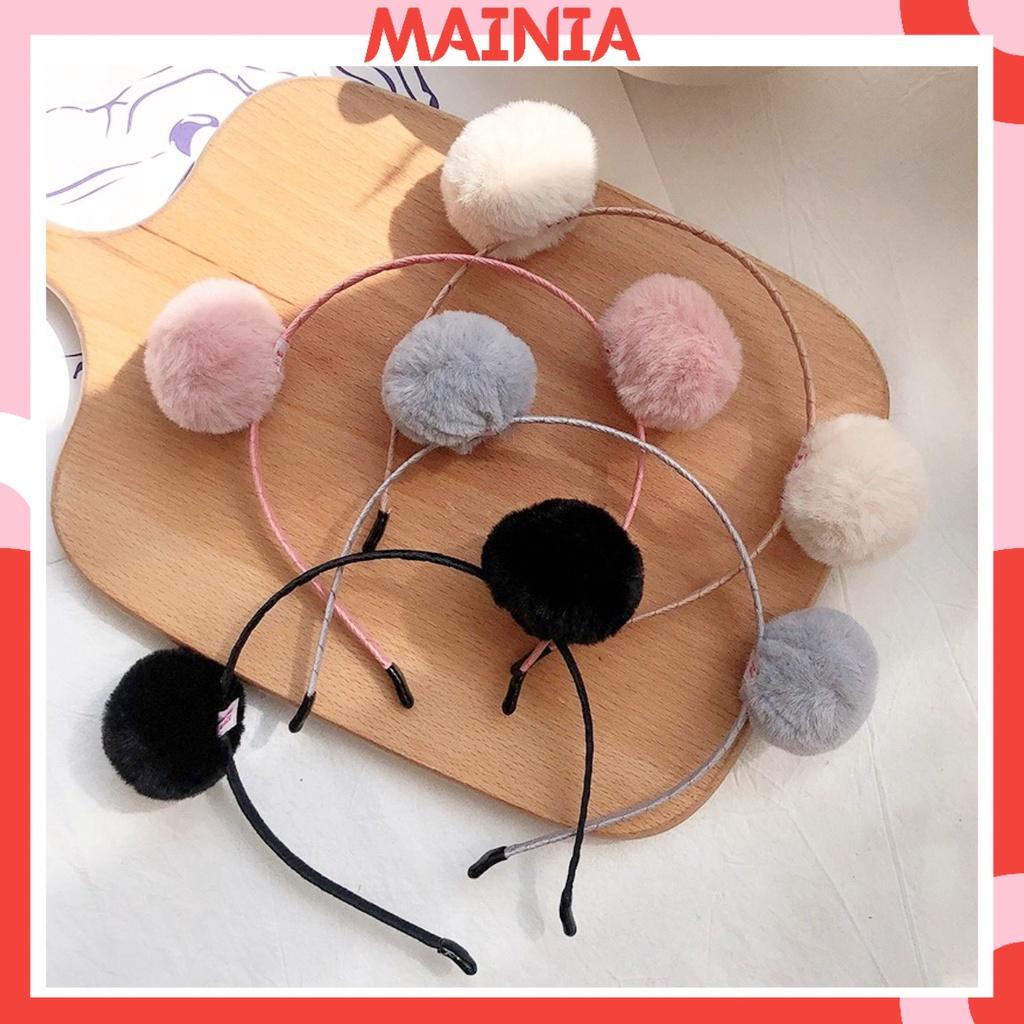 Băng Đô Bờm Cài Tóc Cục Bông Gấu Tròn Lông Mịn Siêu Cute Mainia Shop