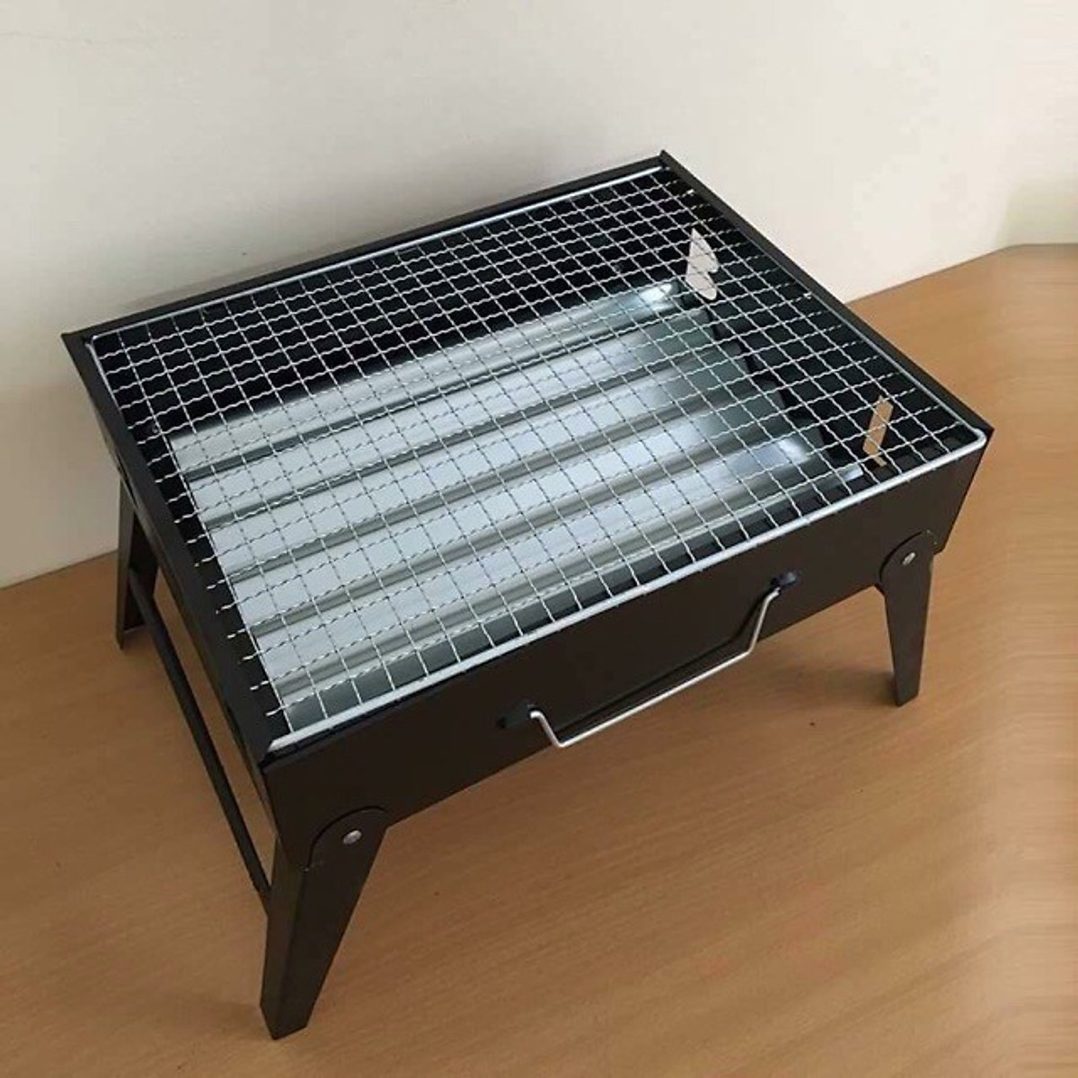 Bếp Nướng Than Hoa Nướng BBQ Kèm Vỉ Nướng Hình Chữ Nhật- Gấp Gọn Tiện Lợi