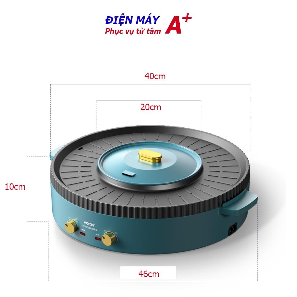 Bếp nướng lẩu 2 in 1 công nghệ nhiệt 4D, chống dính kiểu lá sen, không khói dầu