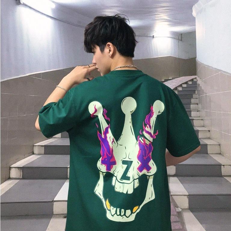 Áo thun tay lỡ, tee phông xương Skull nhiều màu form rộng, cotton