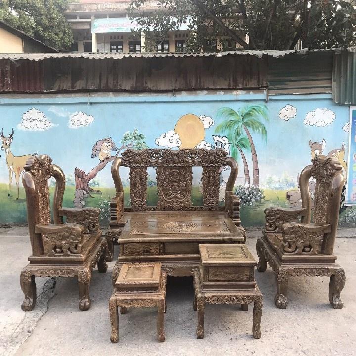 Bộ Bàn Ghế Minh Quốc Voi Gỗ Mun Đuôi Công VIP