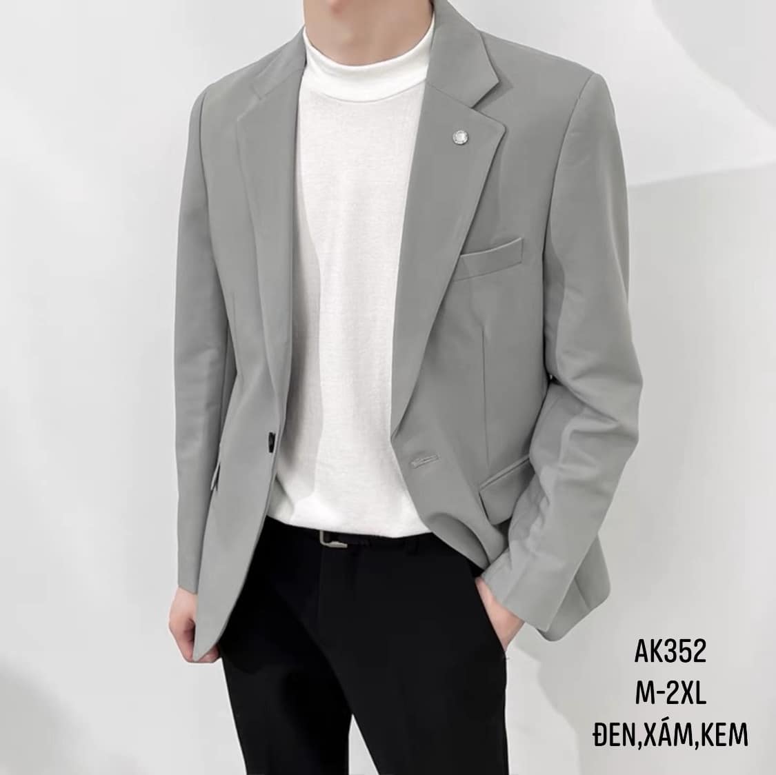 Áo vest áo khoác blazer nam màu ghi xám cá tính LZB0043 - DUKI STORE