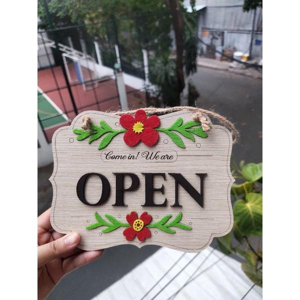 Bảng gỗ welcome 2 mặt treo cửa hàng trang trí shop