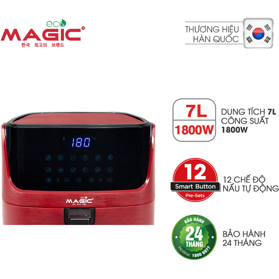 Nồi chiên không dầu điện tử kết hợp nướng Magic Eco AC-123 7L - Hàng chính hãng
