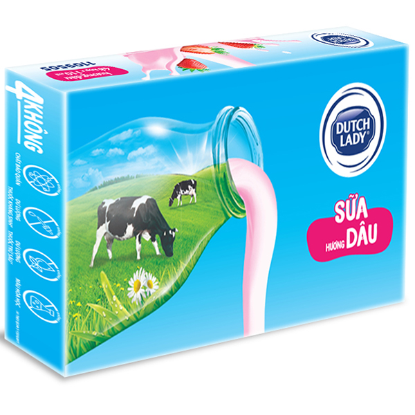 Thùng 48 Hộp Sữa Uống Tiệt Trùng Dutch Lady Cô Gái Hà Lan Dâu (48 x 110ml)
