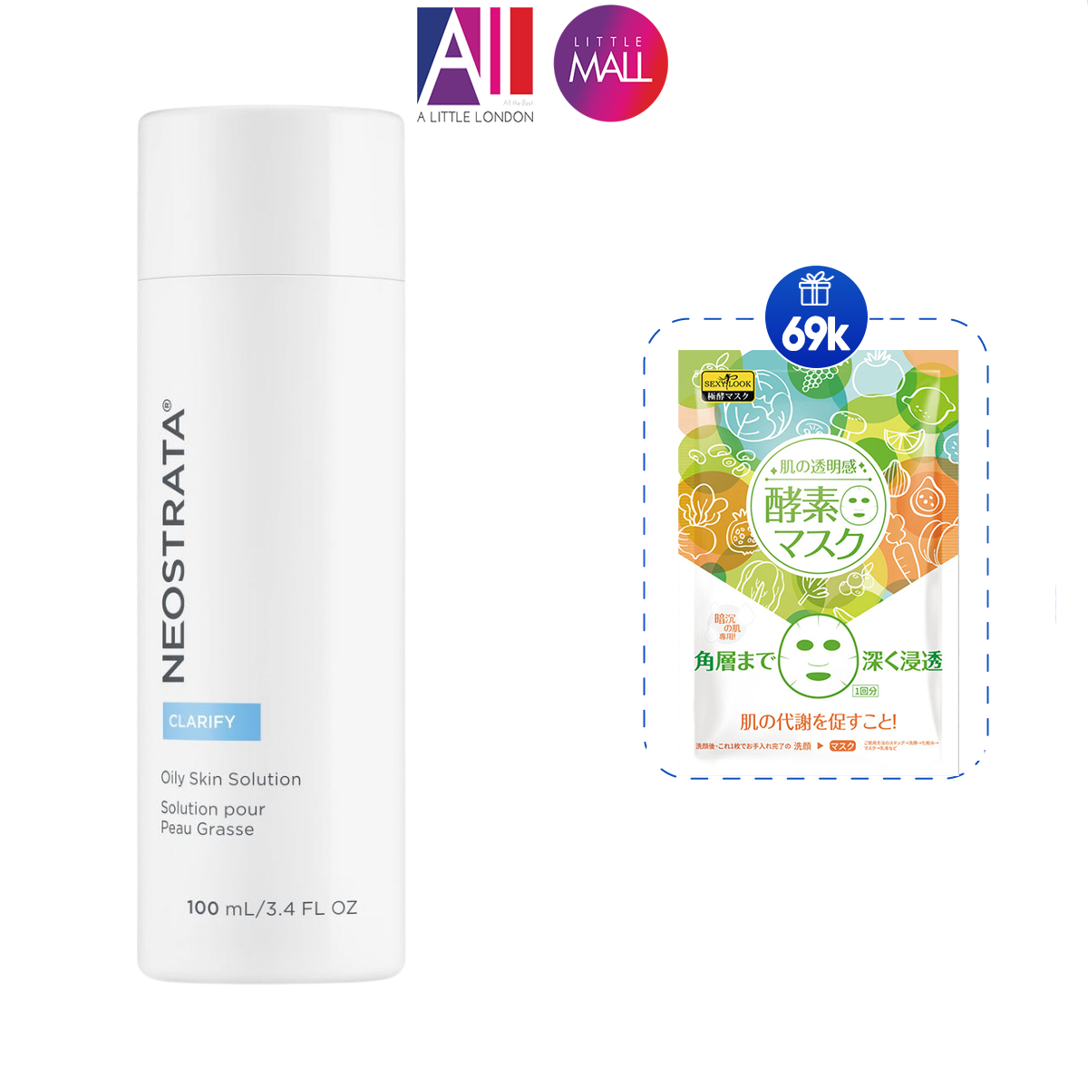 Dung dịch 8% AHA NeoStrata oily skin solution clarify 8% aha 100ml TẶNG mặt nạ Sexylook (Nhập khẩu)