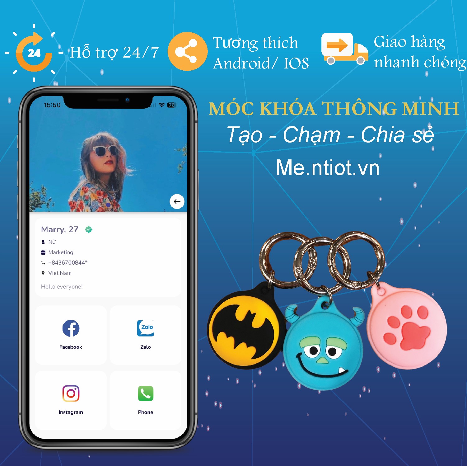 Móc khóa công nghệ hình dễ thương, lưu trữ thông tin cá nhân, mạng xã hội
