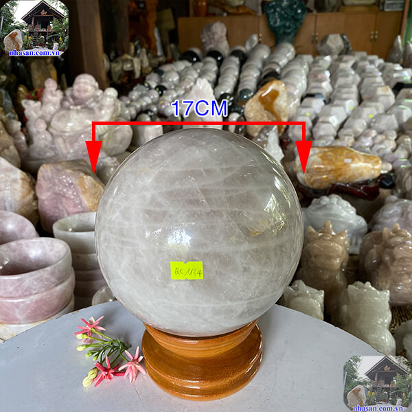 Quả cầu thạch anh hồng tự nhiên-17cm-6.5kg-QC1134