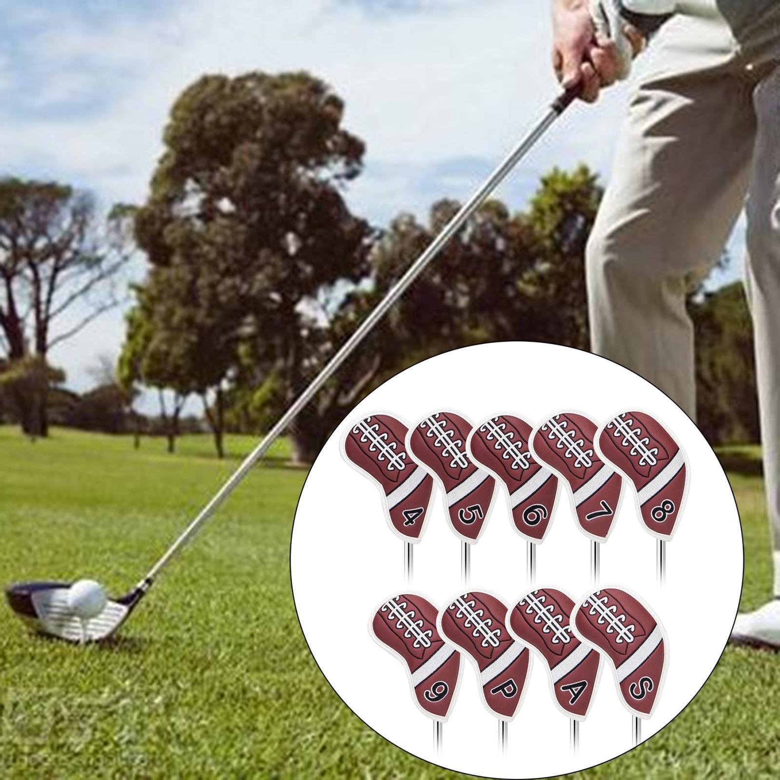 Golf Club Iron Head Covers, 9 pcs Golf Headcover Set, Thick Synthetic Leather Golf Iron Head Covers Set Fit All Brands Irons