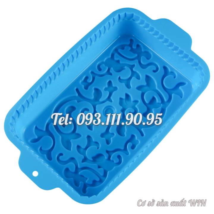 Khuôn silicon làm đế bánh, rau câu hình chữ nhật hoa văn kiểu - Loại 34 cm - Mã số 1181