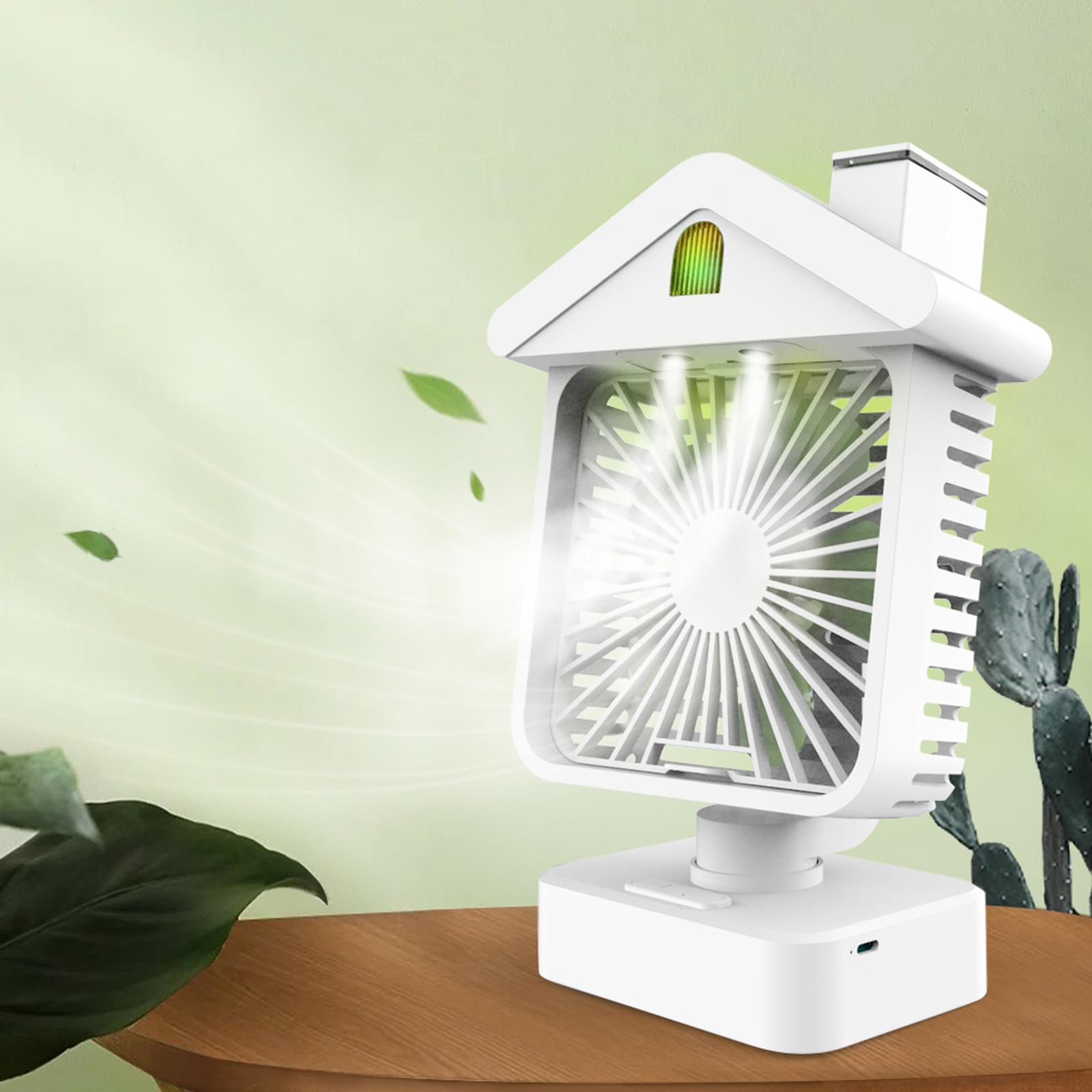 Portable Air Conditioner Cooler, Noiseless Air Fan Rechargeable USB Desk Fan with 3 Speeds, LED Night, Office Cooler Humidifier for Home Dorm