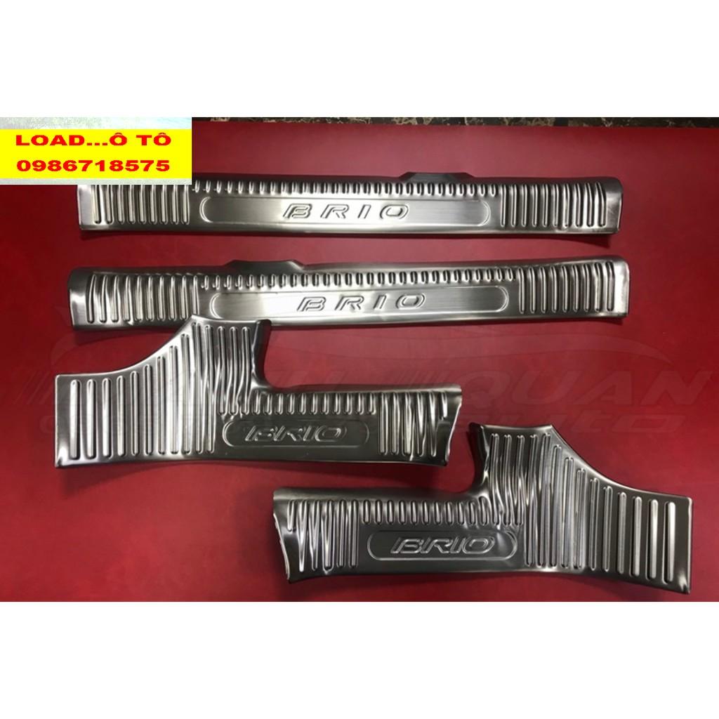 Ốp Bậc Cửa, Nẹp Bước Chân Trong, Ngoài Xe Honda Brio 2022-2019 Chất Liệu Inox Cao Cấp