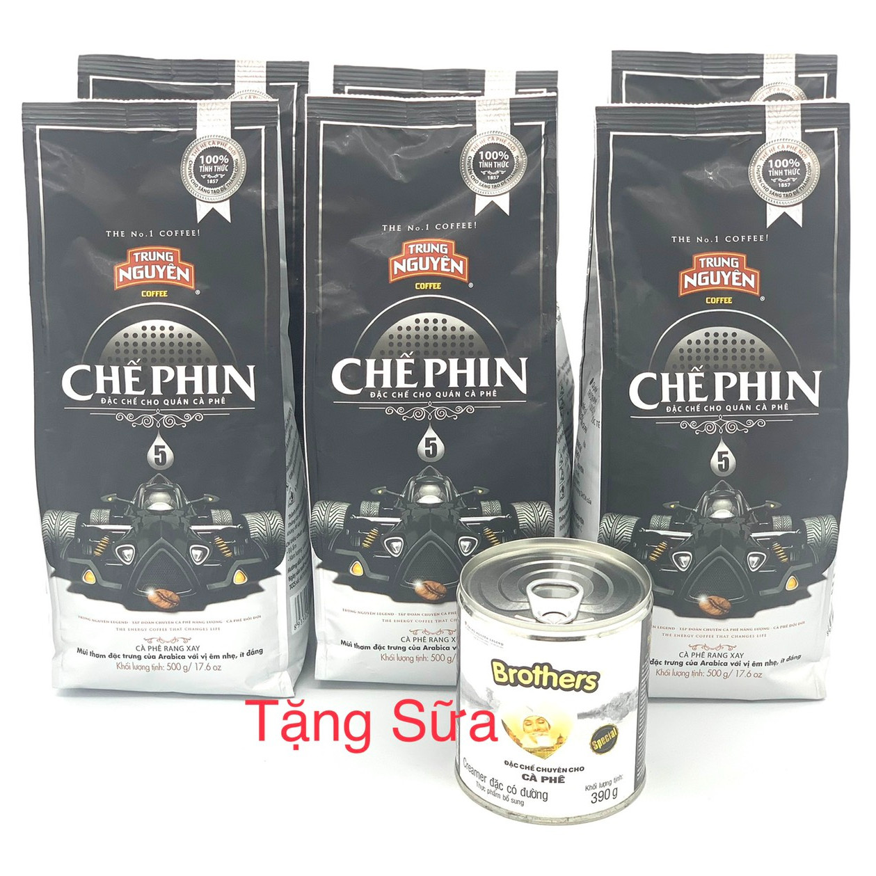 Cà phê rang xay Chế Phin 5 Trung Nguyên -06 Bịch 500gam( Quà tặng Kèm - Lon sữa đặc)