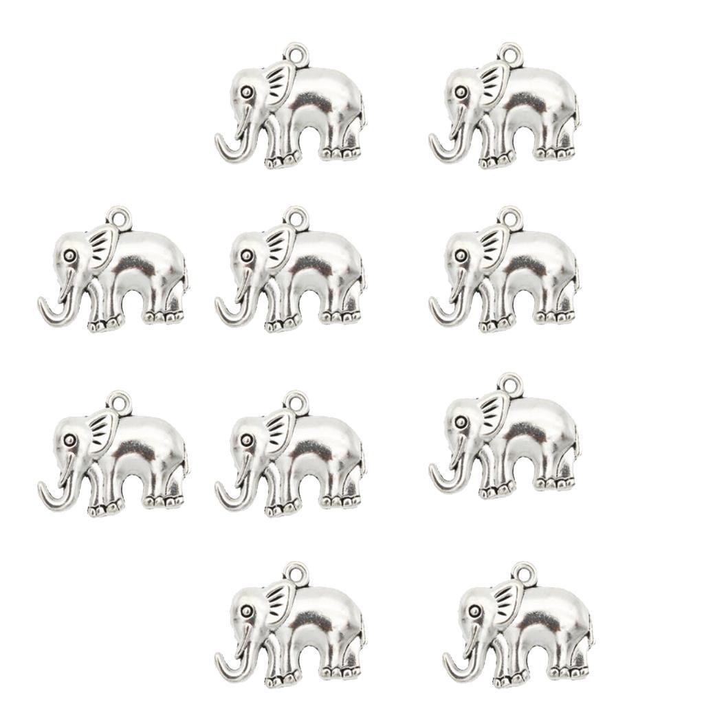 10pcs Silver Cute Elephant Shape Pendant DIY Earring Necklace Jewelry Beads