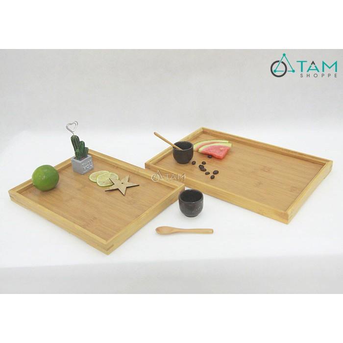 Khay gỗ chữ nhật đựng trà gỗ tre cao cấp số 30