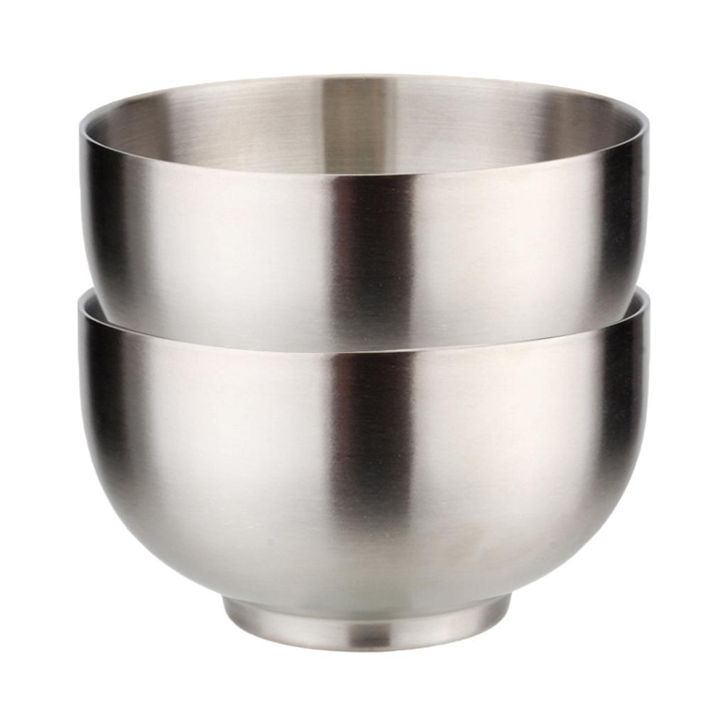 2x Insulated Bowls Soup Rice Dish Serving Bowl Set Stainless Steel 5-inch