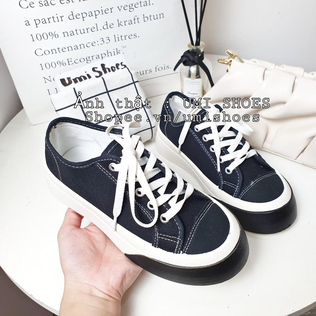 Giày thể thao nữ đế bằng bánh mì basic độn đế 4cm vải canvas bata mới hot phong cách retro ulzzang đẹp cá tính