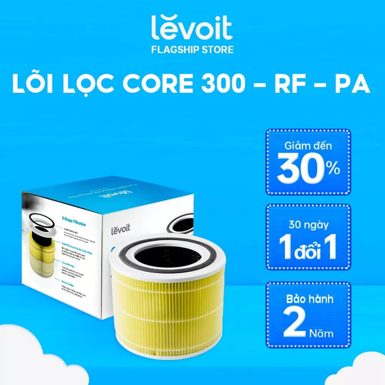 Lõi Lọc Chóng Dị Ứng Vật Nuôi Cho Máy Lọc Không Khí Levoit Core 300/300S RF-PA | Bộ Lọc HEPA 3 Lớp | Hàng Chính Hãng