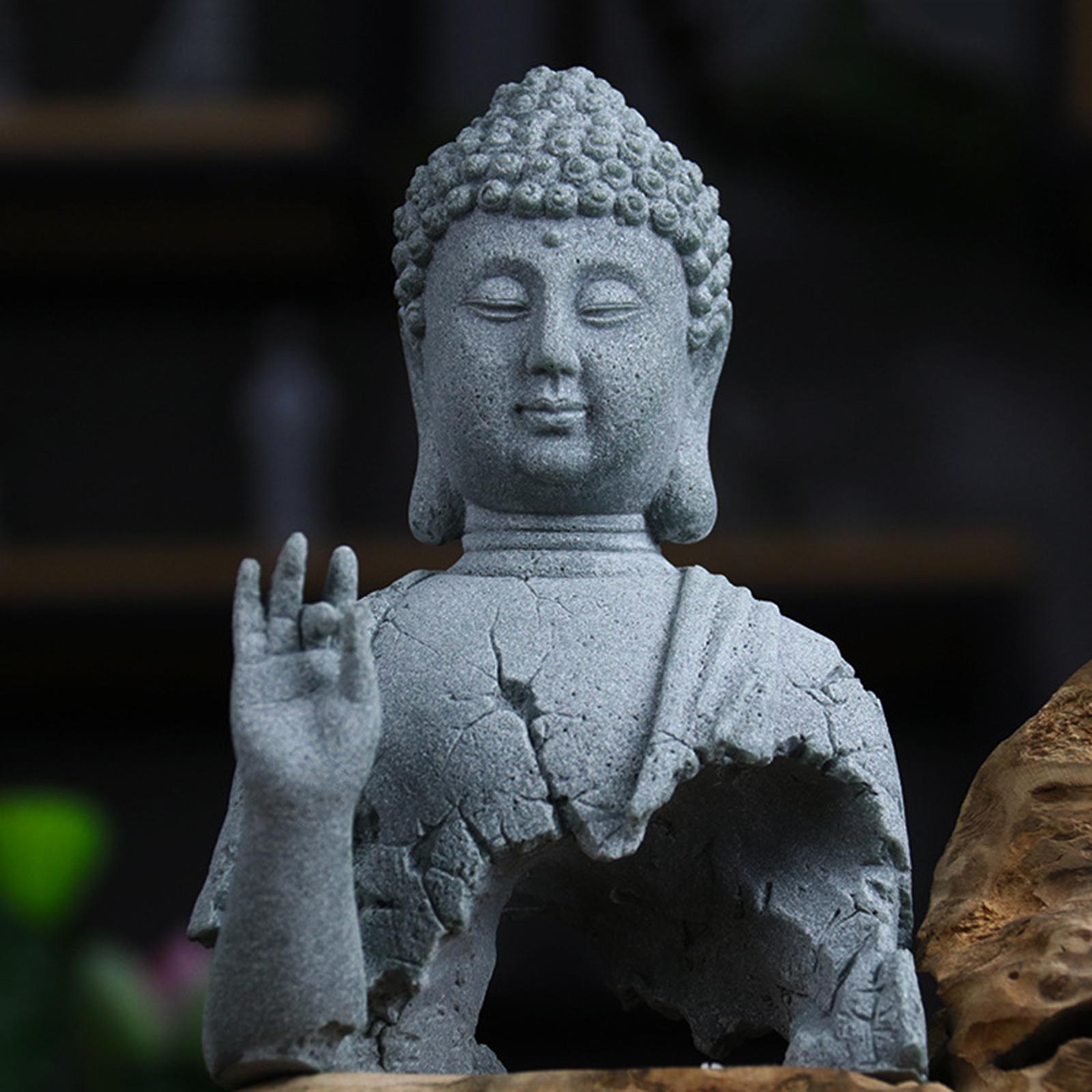 Antique Buddha Statue Decorative Figurine Zen Meditation Hand Carved Showpiece for Landscaping Tea Room Tabletop Yard Meditation Decoration