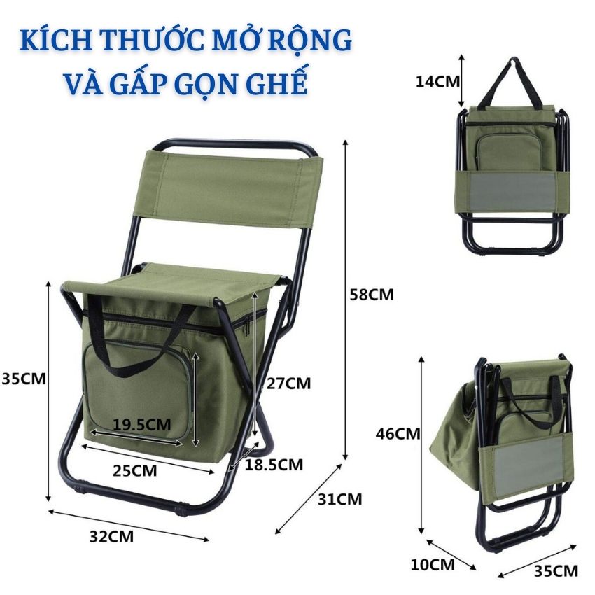 Ghế xếp du lịch gấp gọn đi dã ngoại ngồi câu cá ghế khung hợp chịu lực 260kg