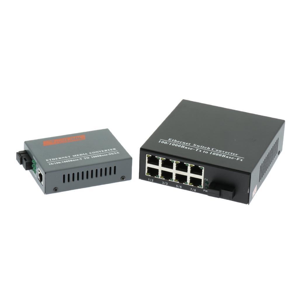 Mua 2x 1000M 25Km Optical Fiber Converter 8x RJ45 Port for Camera
