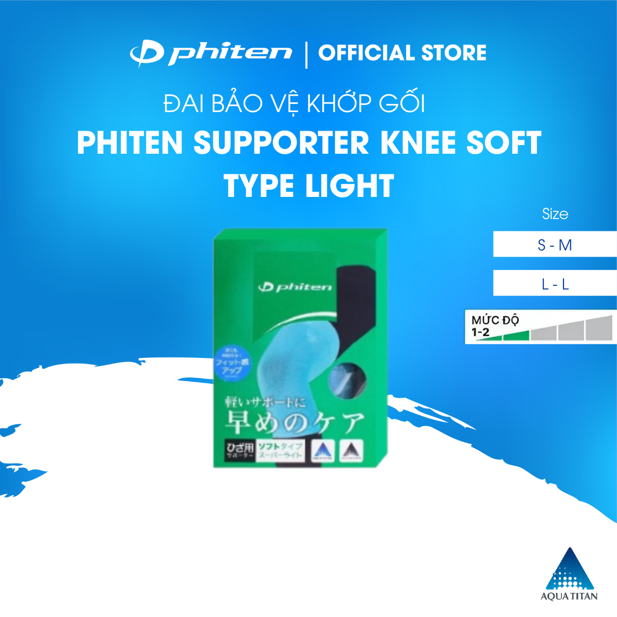 Đai bảo vệ đầu gối loại mềm Phiten knee supporters soft type light AP217014/AP217016