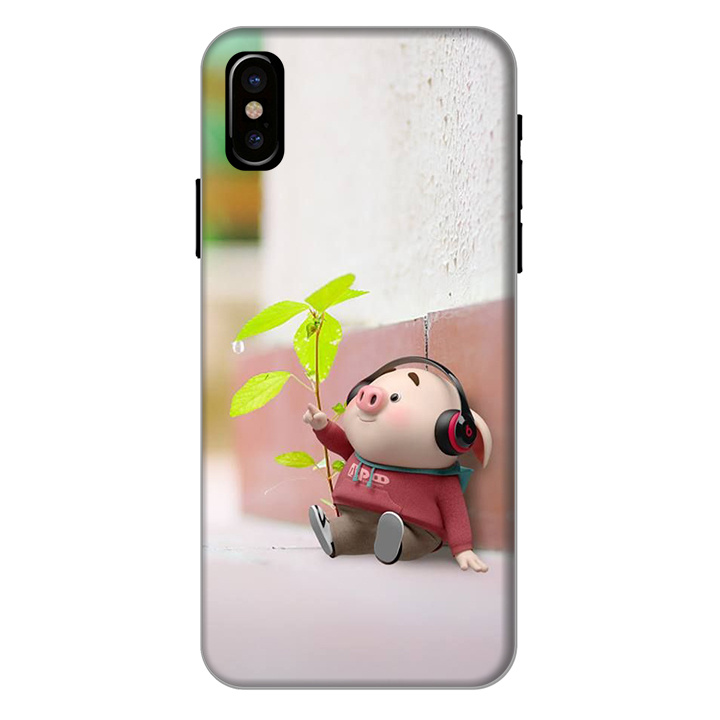 Ốp lưng nhựa cứng nhám dành cho iPhone XS in hình Heo Thơ Mộng