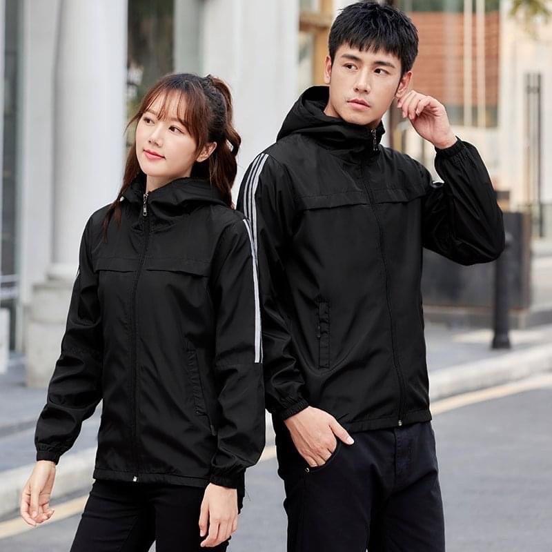 Áo Khoác Gió 2 Lớp Đôi Nam Nữ Viền Tay