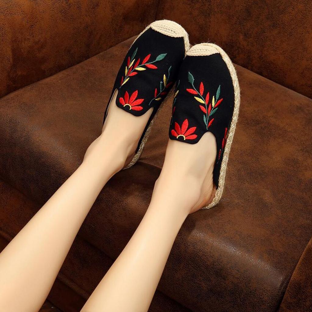 Lady Womens Flat Espadrilles Mule Slipper Shoes Espadrille Slide Slippers Causal Slipper