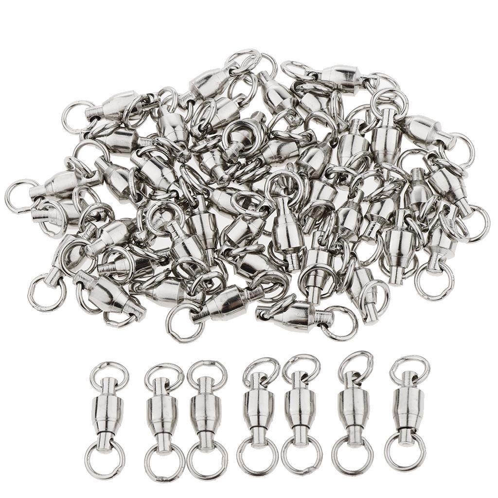 50Pcs/Set Solid  Swivels Fishing Connector Rolling Bucket Swivels Fishing