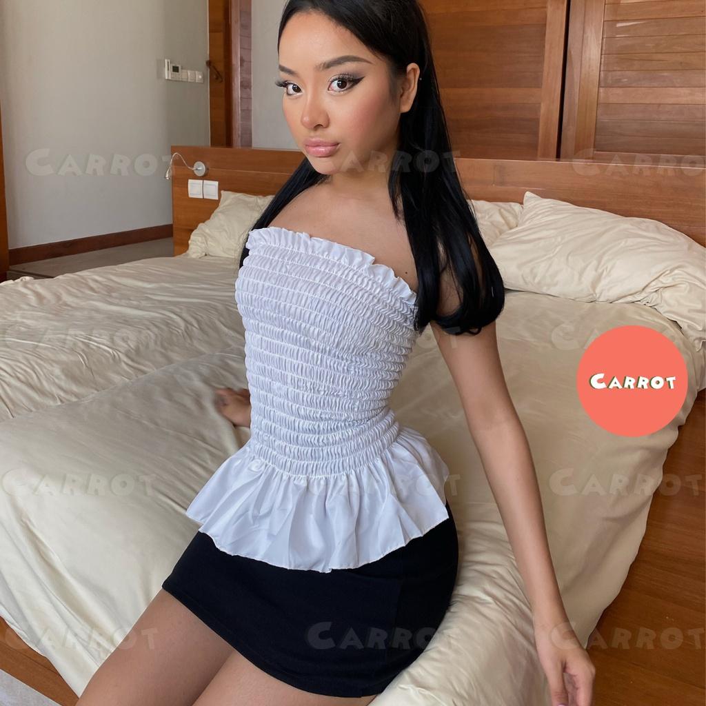 Croptop ôm body nhúm chân váy tôn dáng trendy thời trang nữ carrotxinhdep