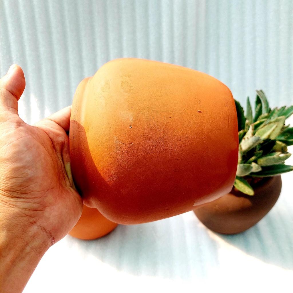 Chậu đất nung - Chum lùn, đường kính miệng 14cm, chiều cao 15cm