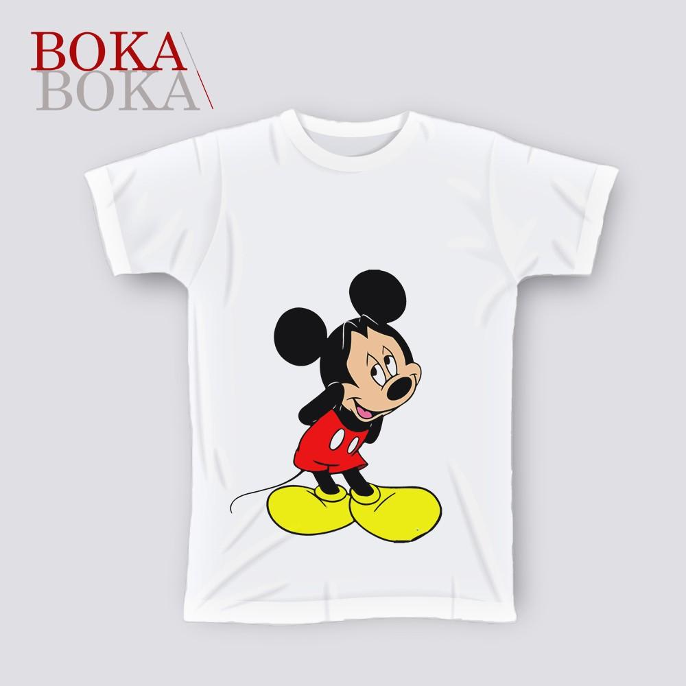 Áo thun Cotton Trắng In Hình Chuột Mickey