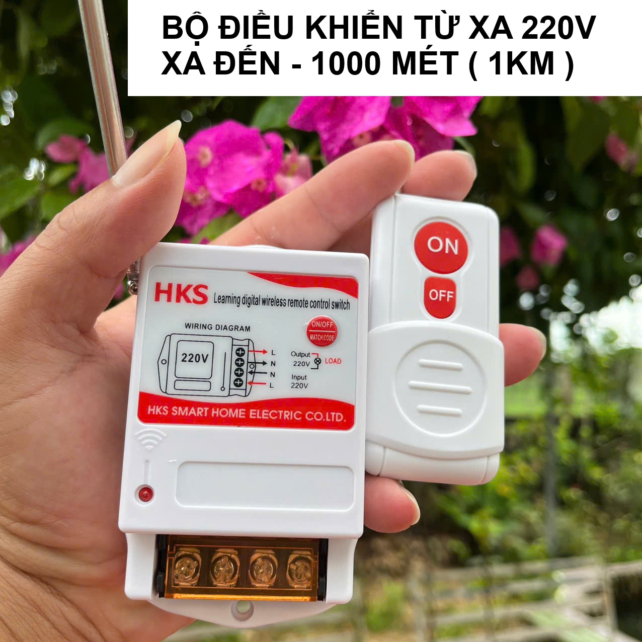 Bộ Điều Khiển Từ Xa 3000W 220V Khoảng Cách 1–5KM– Dùng Cho Máy Bơm, Đèn, Thiết Bị Công Suất Cao