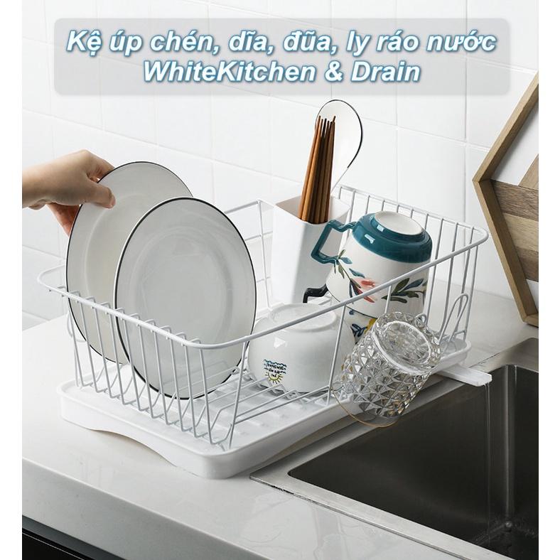 Kệ úp chén, dĩa, đũa, ly ráo nước WhiteKitchen & Drain - Home and Garden