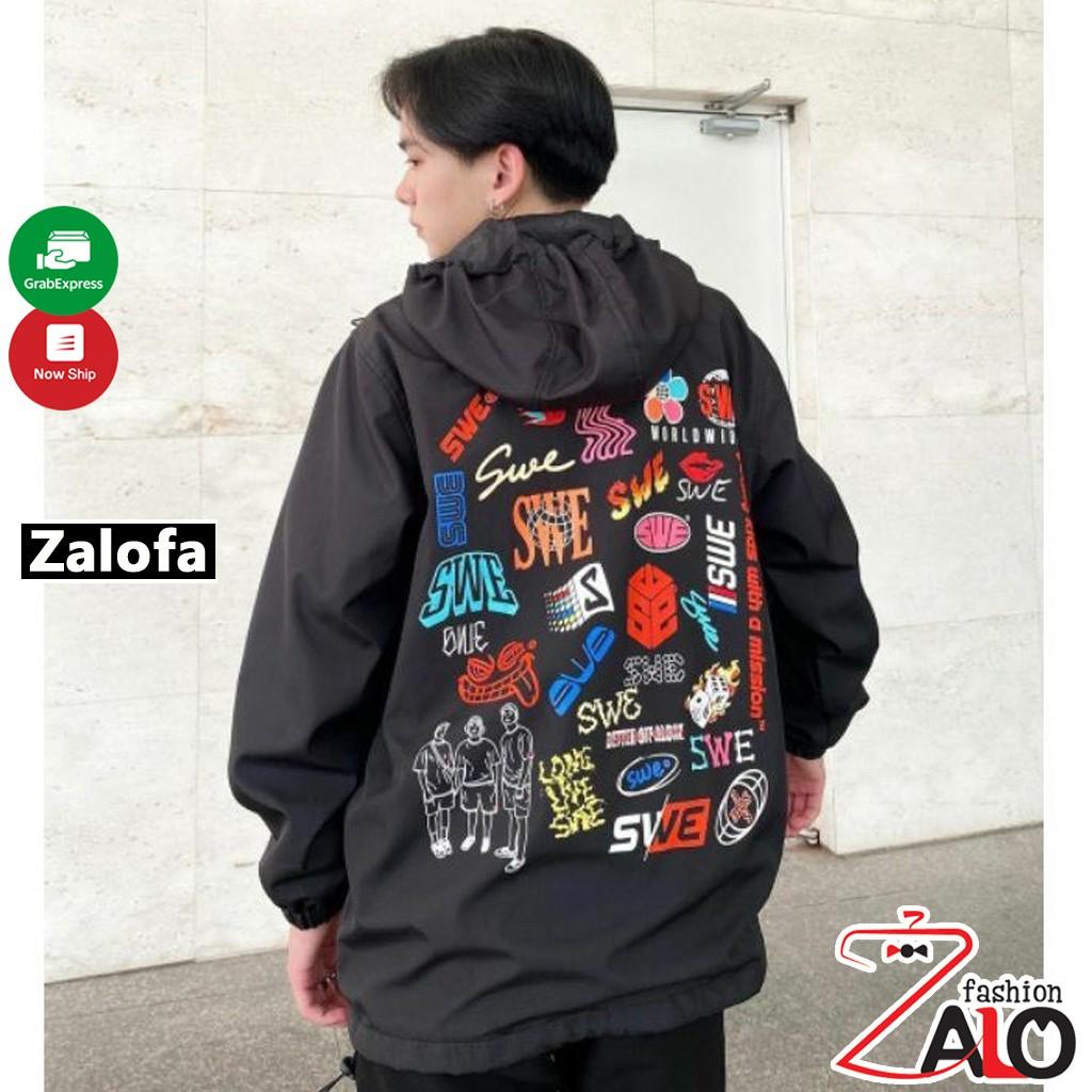 Áo Khoác Dù SWE LOGO Ulzzang Unisex Nam Nữ From Rộng 2 Lớp Siêu Hot, Áo khoác dù SWE LOGO nam nữ form rộng Unisex 2 lớp Chống Nắng Siêu Hot ulzzang Jacket Bomber Life Unisex