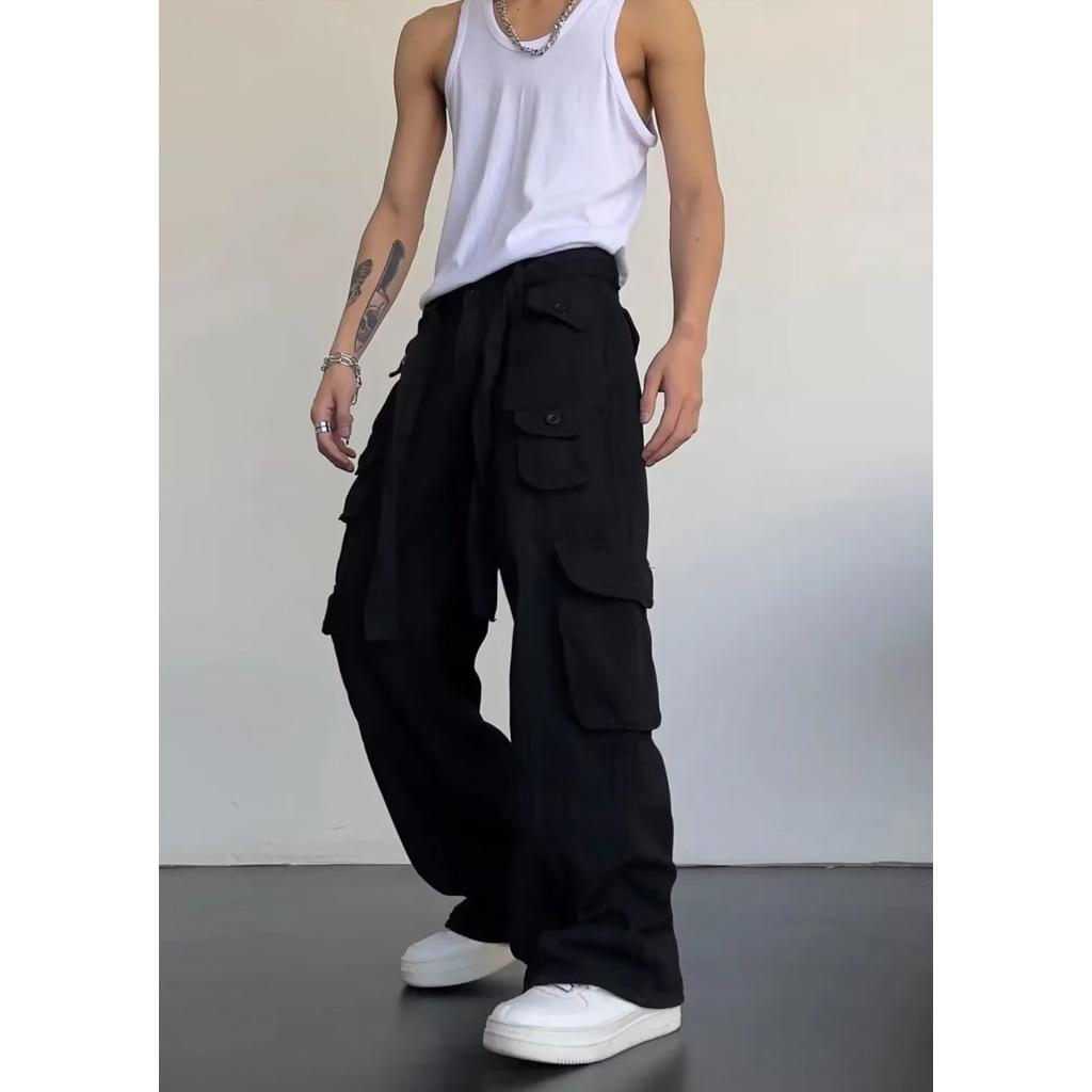 Quần Kaki ống rộng unisex , cargo pants cạp thấp nam nữ , quần túi hộp phong cách y2k gin store