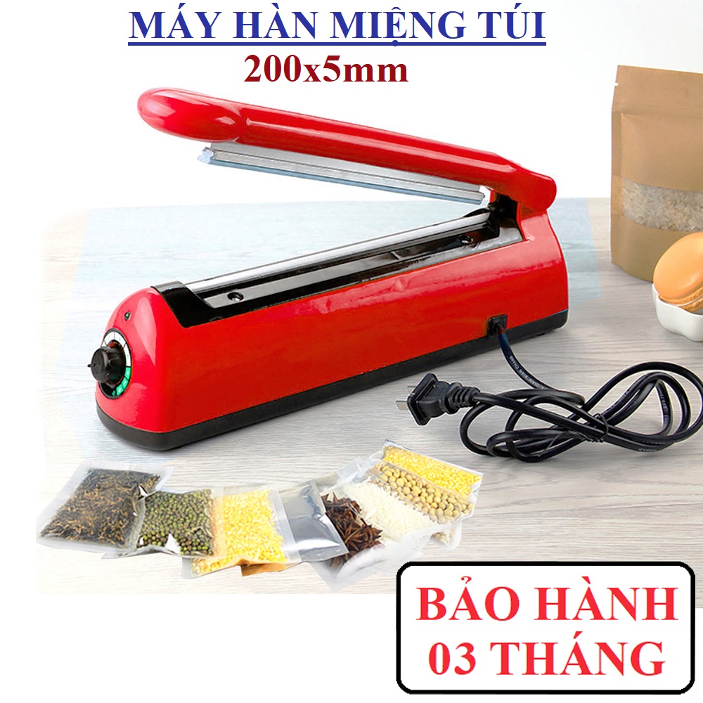 Máy hàn miệng túi nilon đường hàn rộng 5mm, dài 200mm