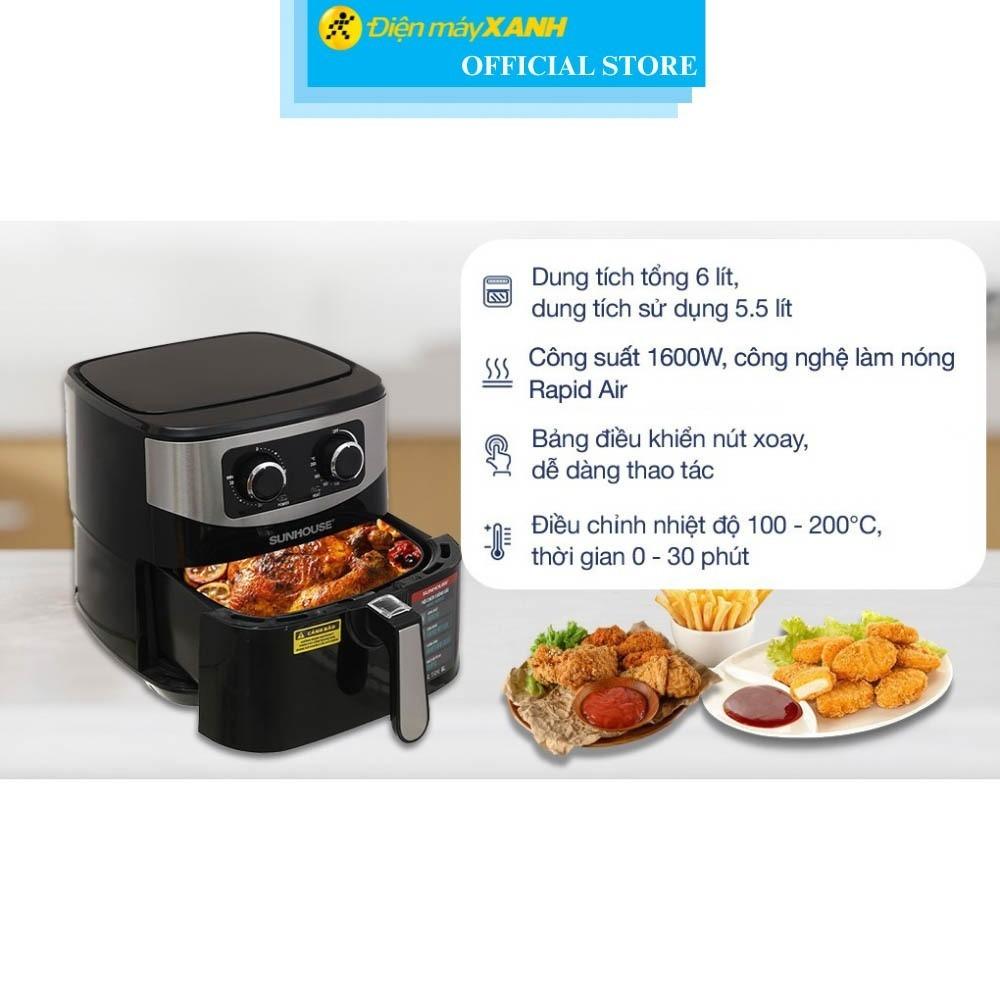 Nồi chiên không dầu Sunhouse SHD4062 6 lít - Hàng Chính Hãng