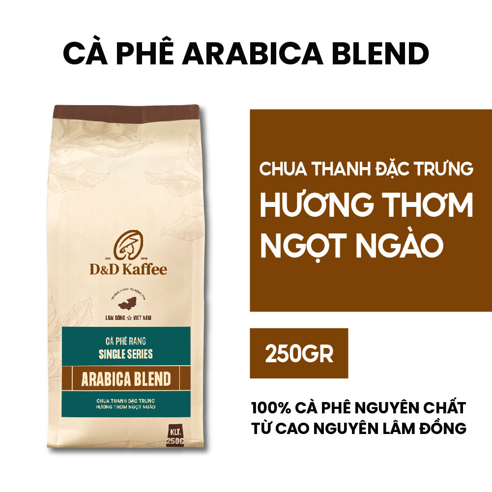 Cà phê Arabica Blend, cà phê nguyên chất 100% rang mộc, gói 250gr, D&amp;D Kaffee